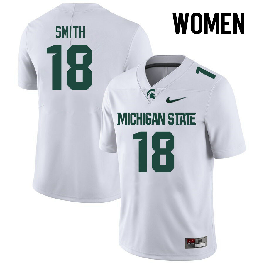 Women #18 Shawn Smith Michigan State Spartans College Football Jerseys Stitched-White